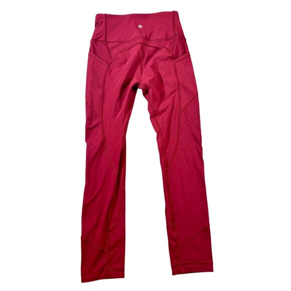 Lululemon Red Womens High-Waisted Leggings With Pockets Athleisure Size 4 - Picture 1 of 6
